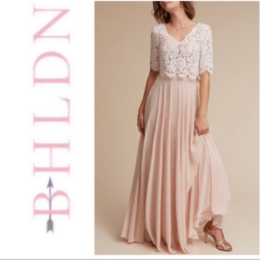 Jenny Yoo BHLDN Hapmton Skirt Chiffon Blush Pink Size 0